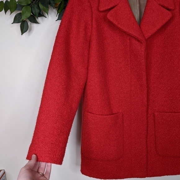 J. Crew Boiled Wool Blend Short Red Pea Coat - Picture 3 of 8